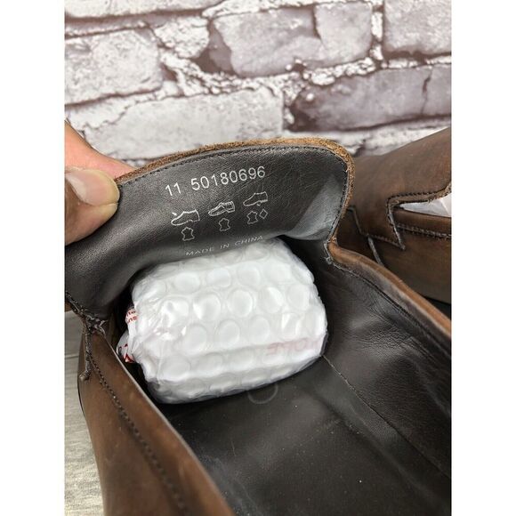 Boss Hugo Boss Brown Leather Square Toe Dress Loafers Shoes Men’s Sz 11M US/44EU - Picture 15 of 16